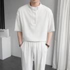 Set: Short-sleeve Henley T-shirt + Harem Pants