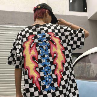 Printed Short-sleeve Check T-shirt