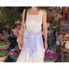 [dearest] Square-neck Lace-trim Long Sundress Ivory - One Size