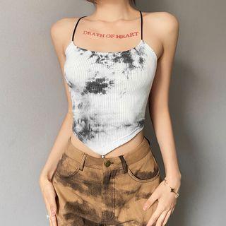 Set: Long-sleeve Crop Top + Tie Dye Camisole Top