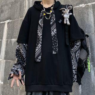 Mock Two-piece Paisley Print Hoodie