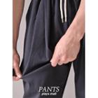 Plain Drawstring-waist Baggy Pants