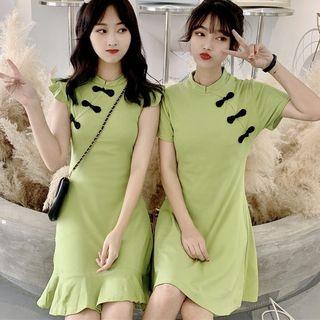 Short-sleeve / Cap-sleeve Frog-button A-line Dress