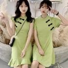 Short-sleeve / Cap-sleeve Frog-button A-line Dress