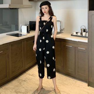 Dotted Strappy Crop Jumpsuit