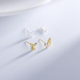 Butterfly Asymmetrical Sterling Silver Earring