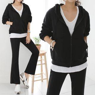 Set: Zip-up Hoodie + Boot-cut Pants