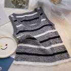 Color Block Striped Knit Tank Top Gray - One Size