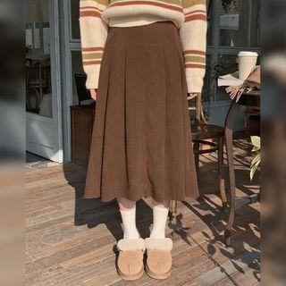 Flared Corduroy Long Skirt