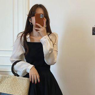 Two Tone Blouse / A-line Skirt