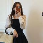 Two Tone Blouse / A-line Skirt