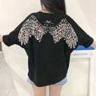 Short-sleeve Sequined Loose-fit Top