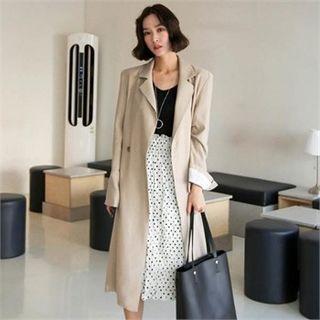 Padded-shoulder Trench Coat With Sash