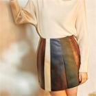 From Seoul Patterned Faux-leather Mini Skirt