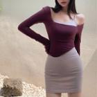Long-sleeve T-shirt / Strappy Mini Sheath Dress
