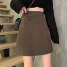 Fake-pocket Mini A-line Skirt
