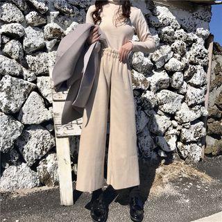 Elastic Waist Wide-leg Knit Pants