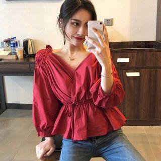 Puff Sleeve Peplum Blouse