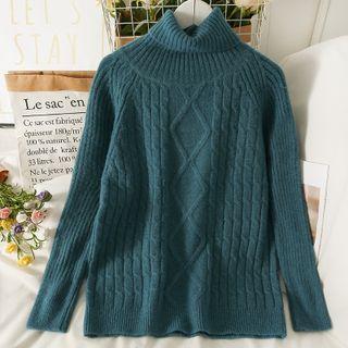 Turtleneck Cable-knit Sweater In 5 Colors