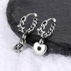 Non-matching Alloy Bear & Heart Dangle Earring 1 Pair - Silver - One Size