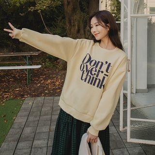 Letter Slit-side Napped Sweatshirt