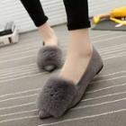 Furry Pointy Toe Flat Shoes