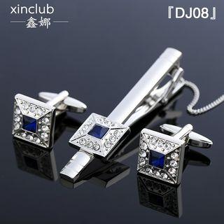 Set: Neck Tie Clip + Cuff Link Dj08 - One Size