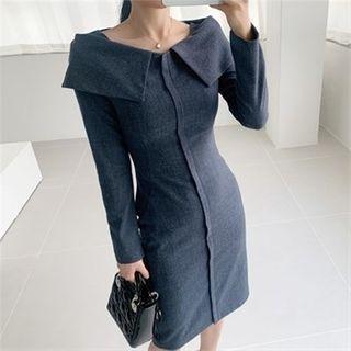 Fold-over Flat-seam Midi Dress