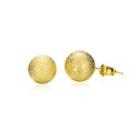 Fashion Simple Plated Gold 12mm Frosted Round Bead Stud Earrings Golden - One Size