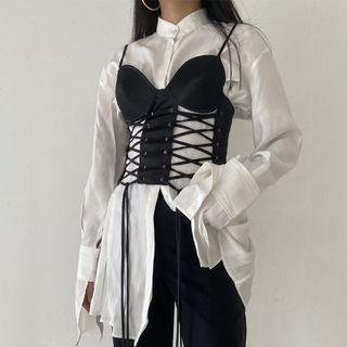 Spaghetti Strap Lace Up Corset Top