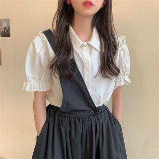 Puff-sleeve Shirt / Harem Jumper Pants