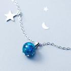 925 Sterling Silver Bead & Star Pendant Necklace S925 Silver - Necklace - Blue Bead & Star - Silver - One Size