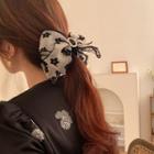 Flower Bow Fabric Hair Clip Black & White - One Size