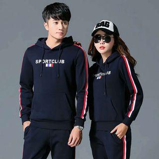 Couple Matching Set: Stripe Hooded Jacket + Sweatpants