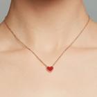 Alloy Heart Pendant Necklace Heart - Red & White - One Size