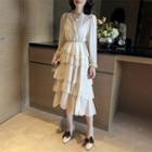Chiffon Long-sleeve Midi A-line Dress