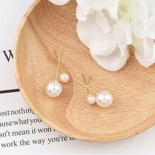 Faux Pearl Earring Stud Earring - 1 Pair - Gold - One Size