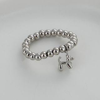 Pendant Beaded Ring Silver - One Size