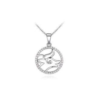 Fashion 925 Sterling Silver Taurus Pendant With White Cubic Zircon And Necklace