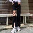 Slit-hem Cut Out Boot-cut Jeans