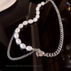 Faux Pearl Layered Choker Necklace - One Size