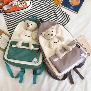 Bear Accent Two-tone Nylon Backpack