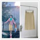 Knit A-line Midi Skirt As Shown In Figure - One Size