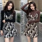 Long-sleeve Top / Spaghetti Strap Mini A-line Dress / Mini Crossbody Bag / Set