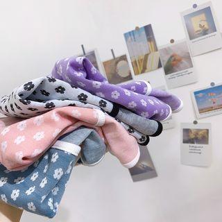 Contrast Trim Floral Puff-sleeve Cropped T-shirt