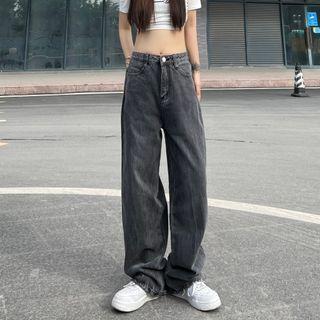Mid-rise Plain Loose-fit Jeans