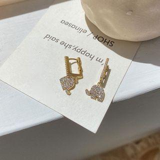 Non-matching Rhinestone Elephant Dangle Earring 1 Pair - Gold - One Size