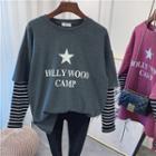 Mock Two-piece Star Print Pullover