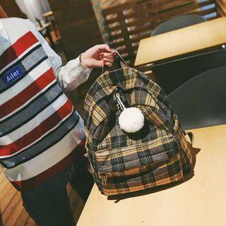 Ball-accent Plaid Backpack