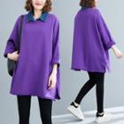 Denim Panel Pullover Purple - One Size
